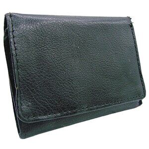 Genuine Leather Bifold Pocket Wallet Black Card Slots Divided Billfold Slot 4x3"